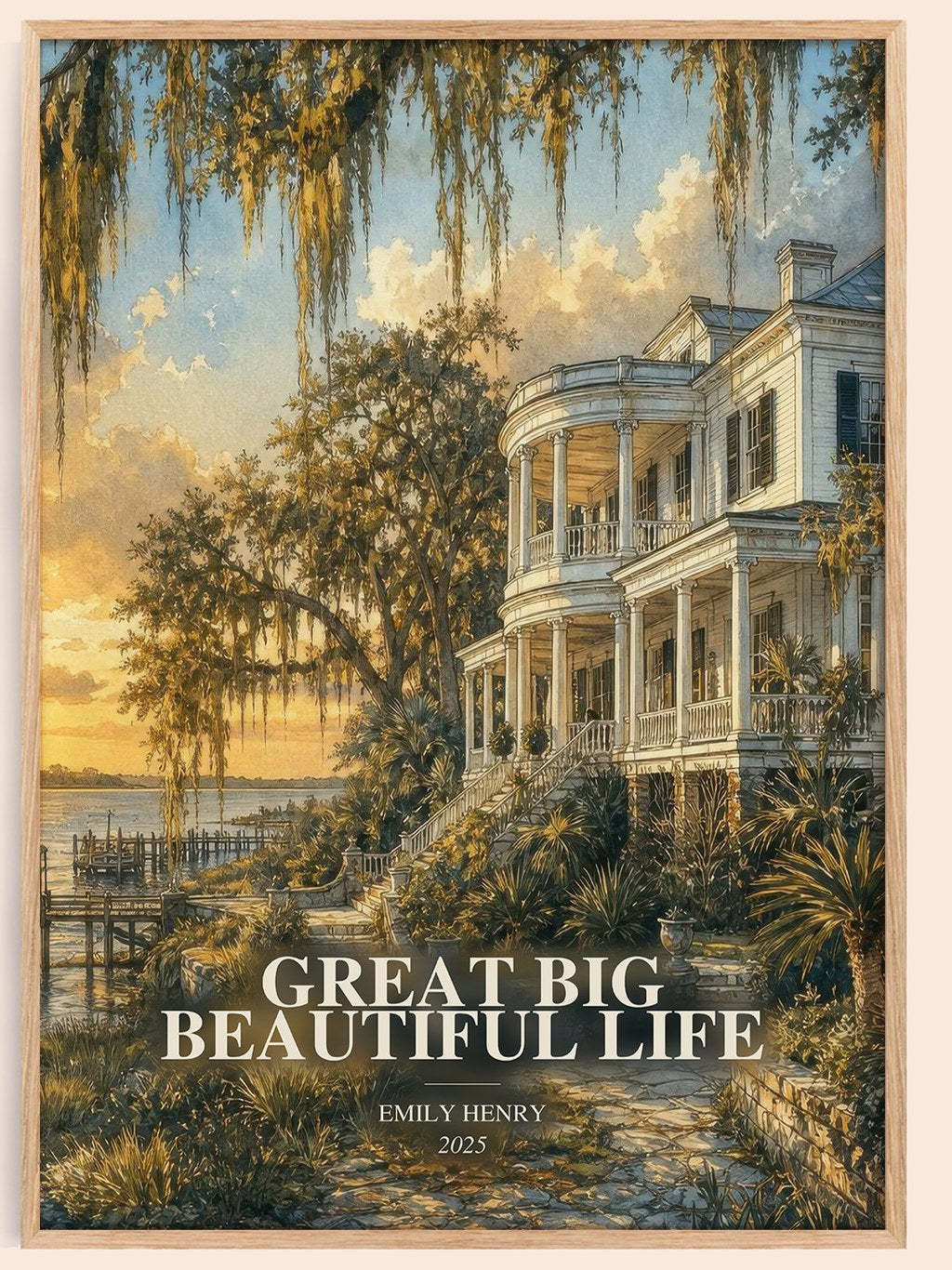Great Big Beautiful Life watercolour book poster by Emily Henry – framed literary art print