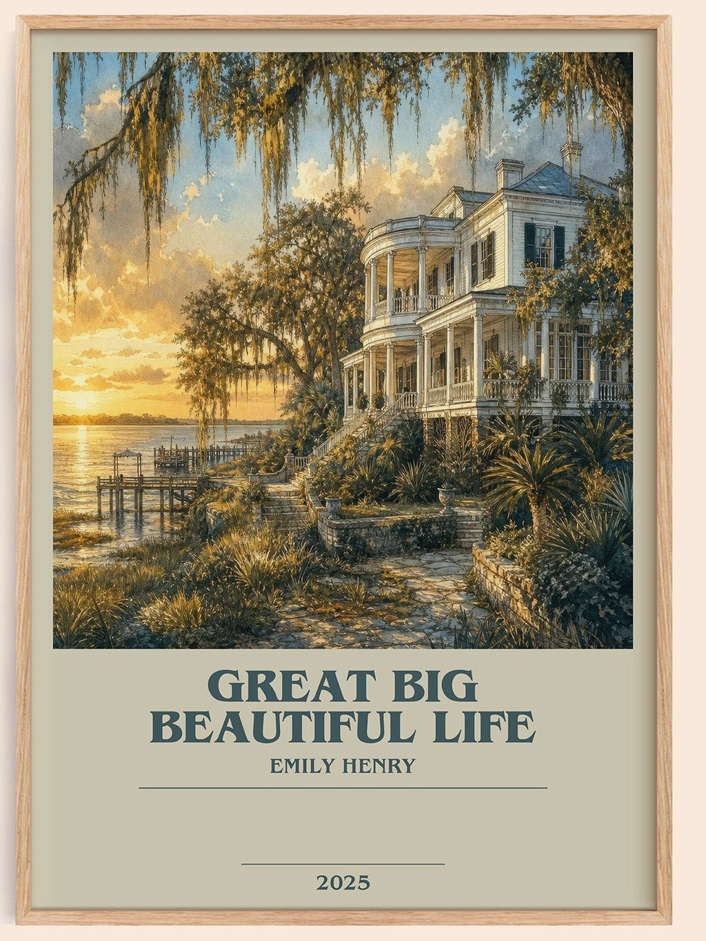 Great Big Beautiful Life bookish book poster by Emily Henry – framed literary art print