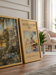 Great Big Beautiful Life watercolour print framed by window – literary home decor