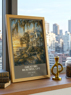 Great Big Beautiful Life book cover print framed by window – literary home decor