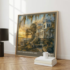 Great Big Beautiful Life literary print framed by window – literary home decor
