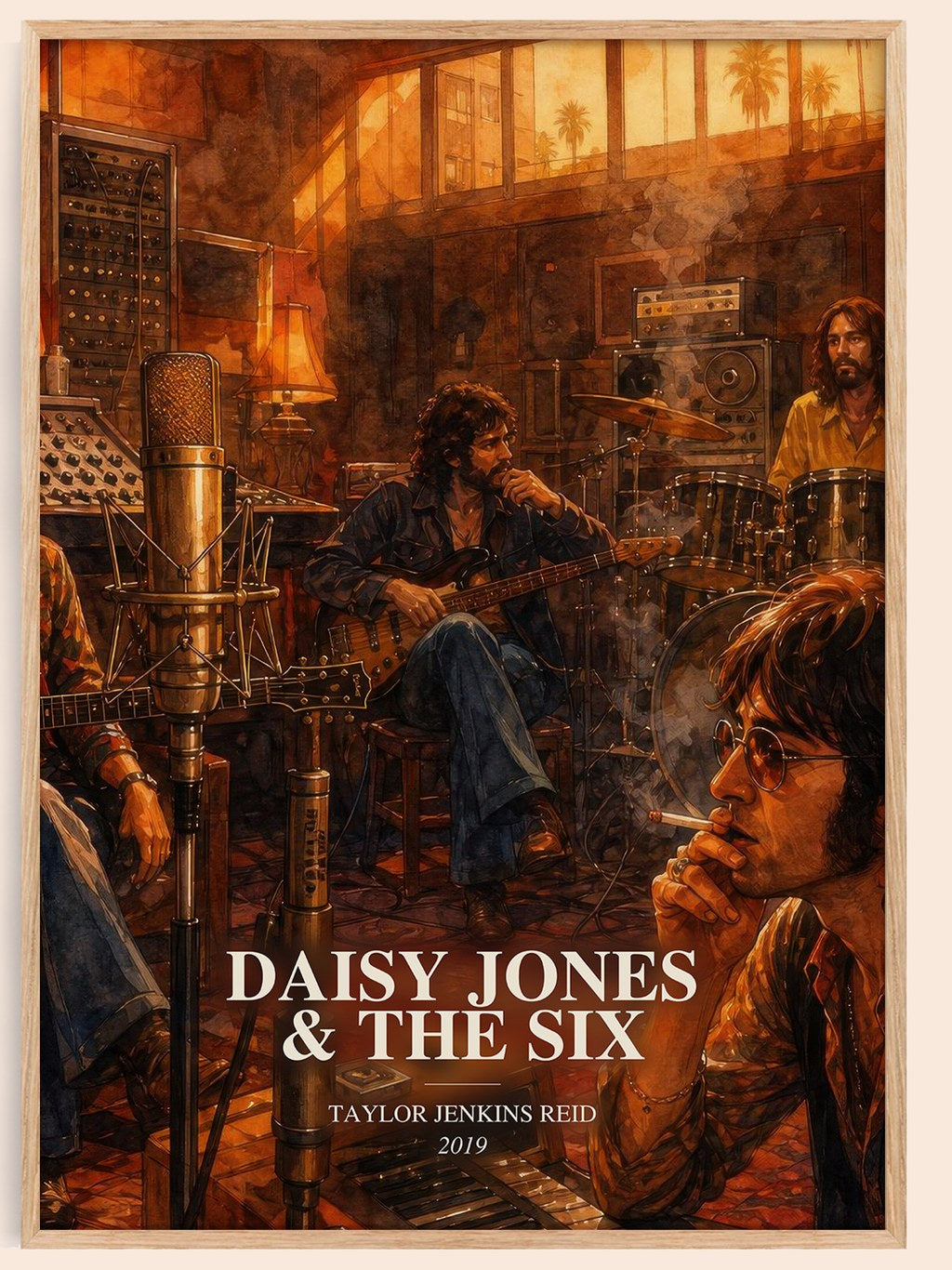 Daisy Jones & The Six watercolour book poster by Taylor Jenkins Reid – framed literary art print