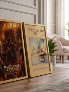 Daisy Jones & The Six watercolour print framed by window – literary home decor