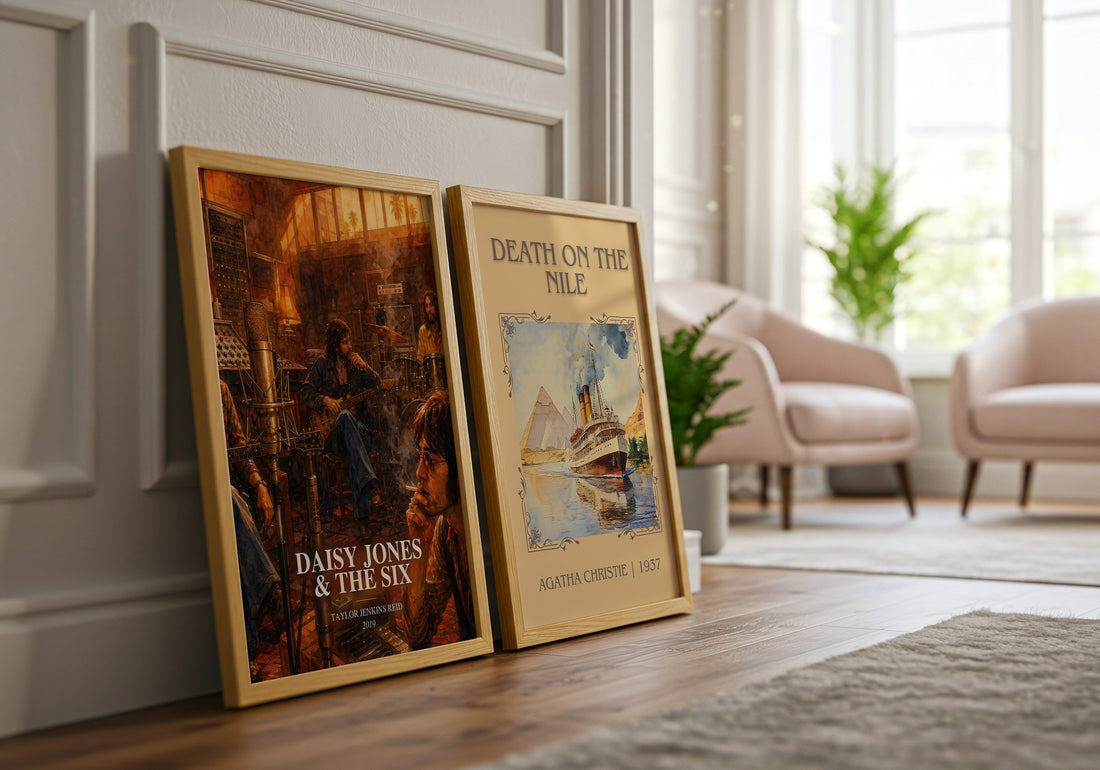 Daisy Jones & The Six watercolour print framed by window – literary home decor