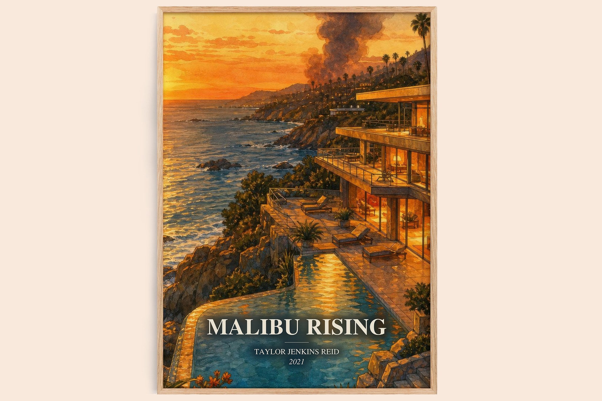 Malibu Rising Book Watercolour Illustration by Taylor Jenkins Reid