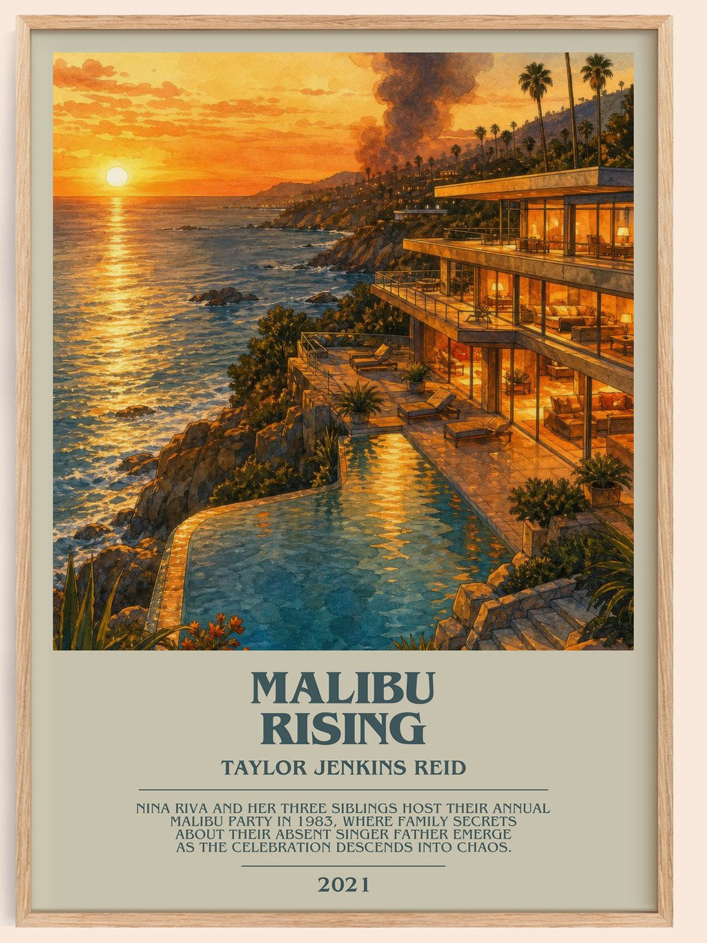 Malibu Rising Bookish Wall Art by Taylor Jenkins Reid – framed poster
