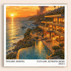 Malibu Rising literary book poster by Taylor Jenkins Reid – framed literary art print