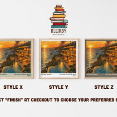 Malibu Rising literary print in frame leaning in hallway – contemporary fiction wall art