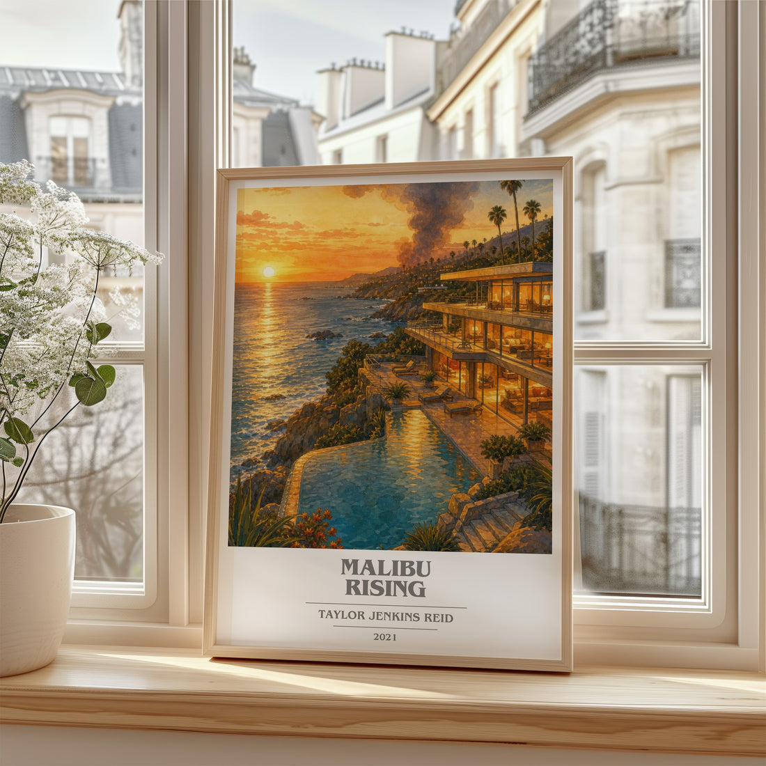 Malibu Rising book cover poster colour and style options – Taylor Jenkins Reid book art