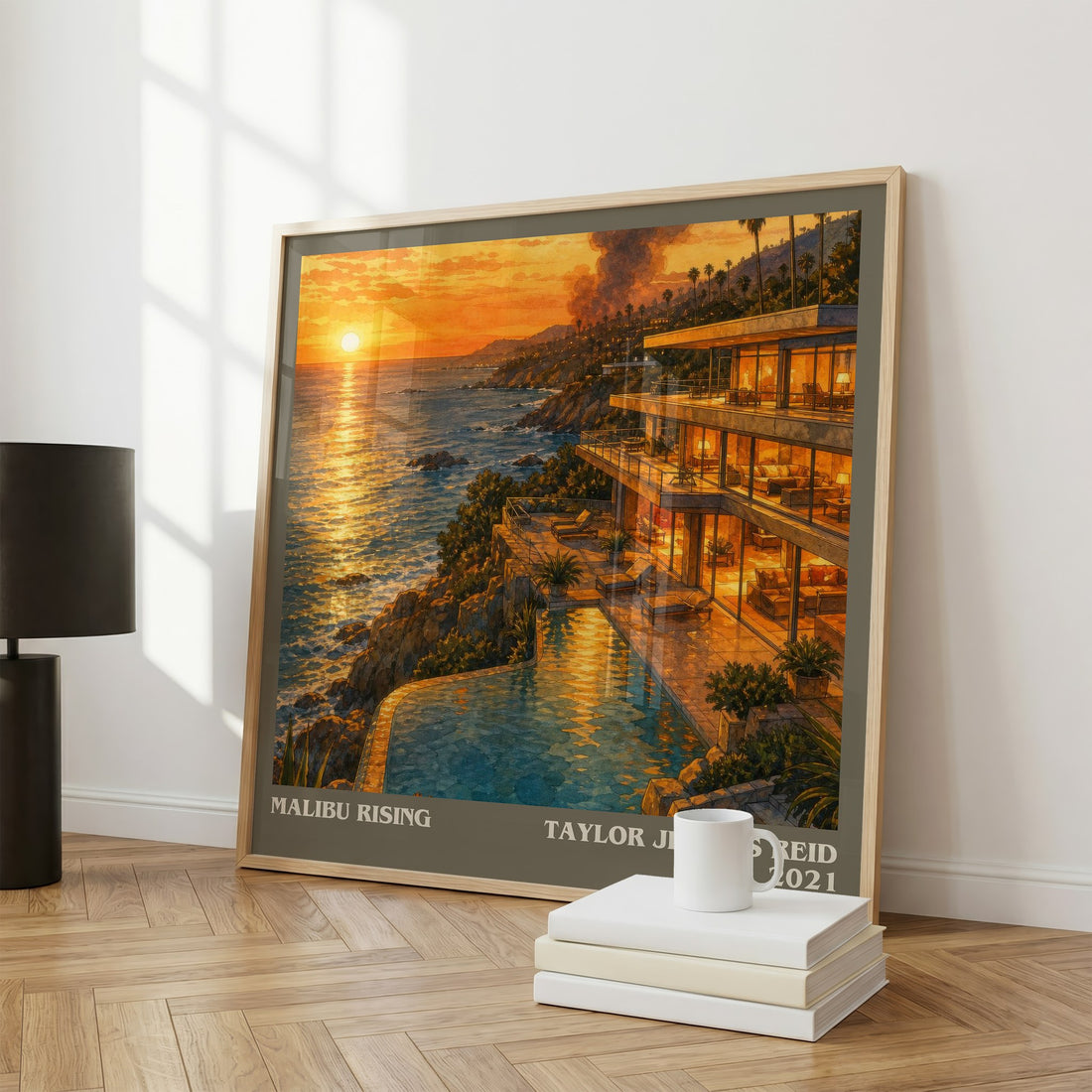 Malibu Rising literary print framed by window – literary home decor