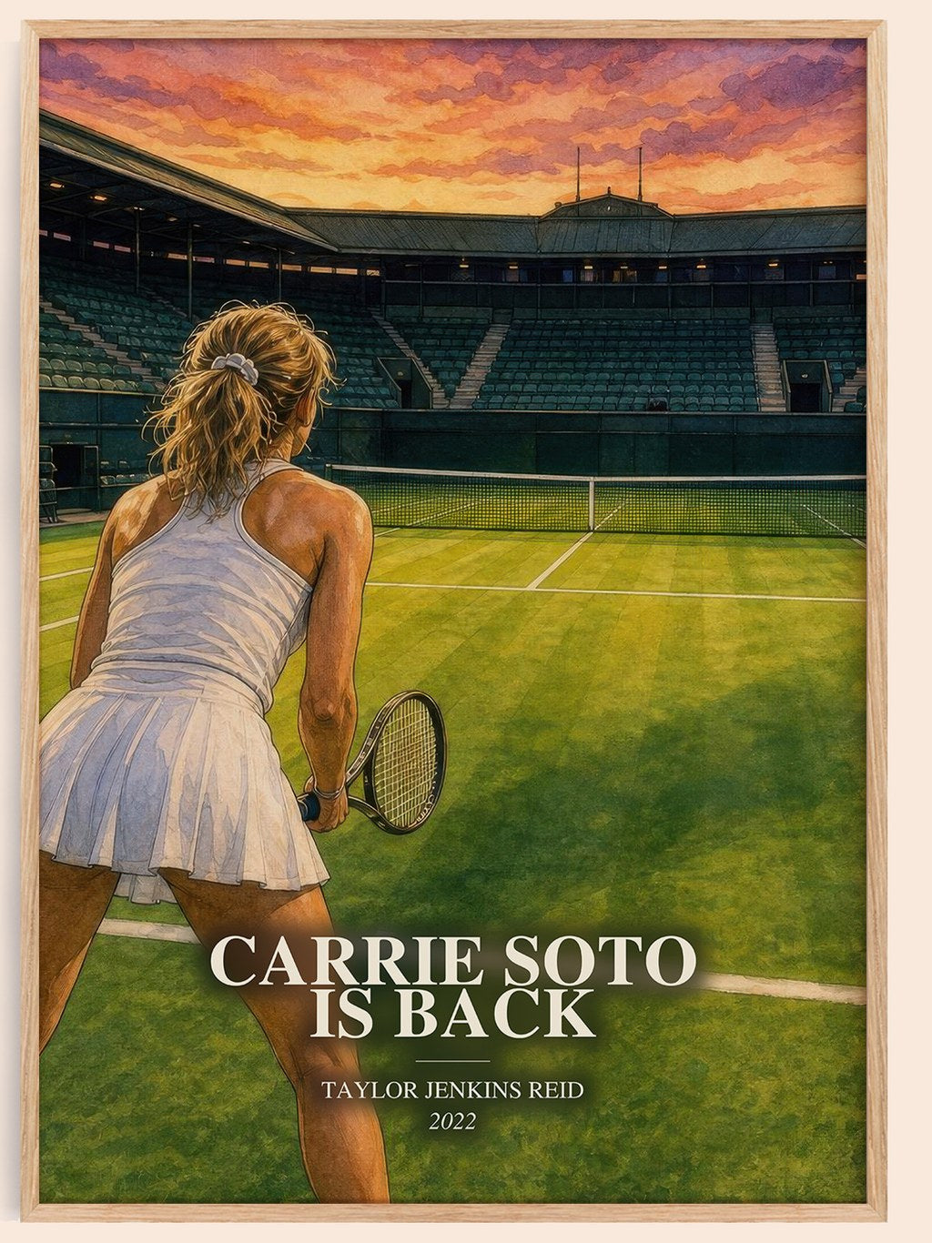 Carrie Soto Is Back watercolour book poster by Taylor Jenkins Reid – framed literary art print