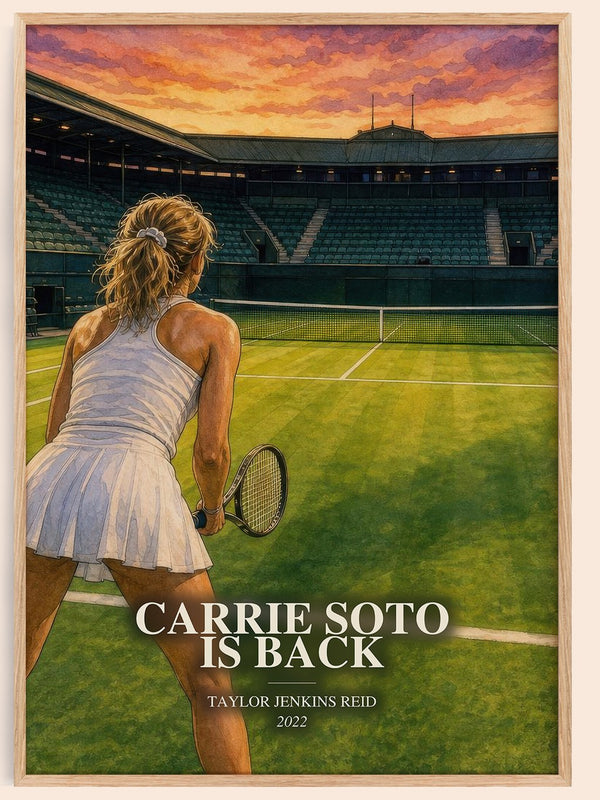 Carrie Soto Is Back watercolour book poster by Taylor Jenkins Reid – framed literary art print