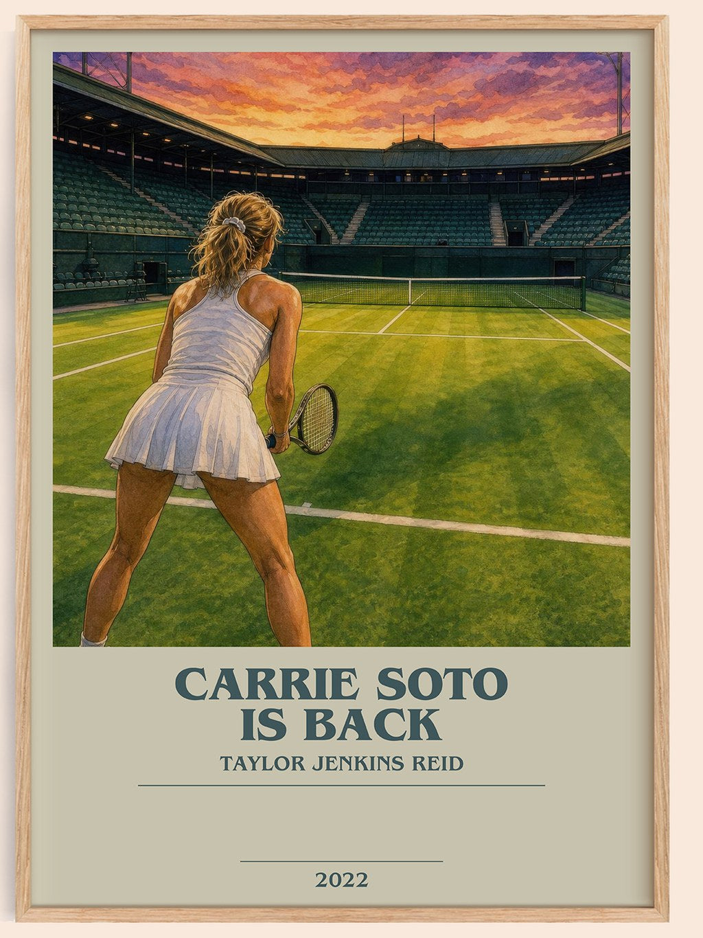Carrie Soto Is Back bookish book poster by Taylor Jenkins Reid – framed literary art print