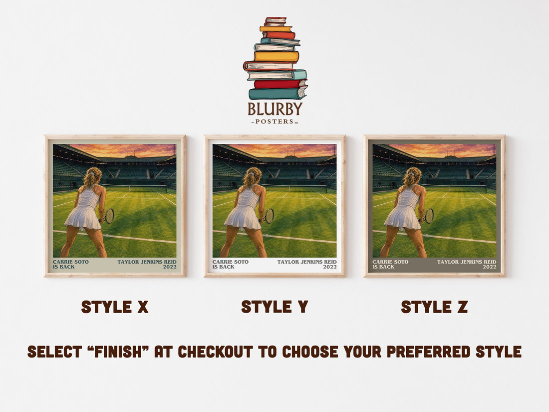 Carrie Soto Is Back literary print in frame leaning in hallway – contemporary fiction wall art (mockup)
