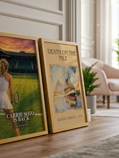 Carrie Soto Is Back watercolour print framed by window – literary home decor