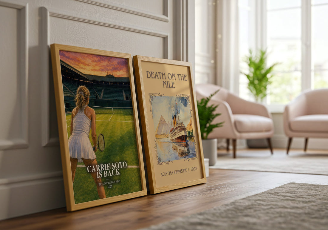 Carrie Soto Is Back watercolour print framed by window – literary home decor