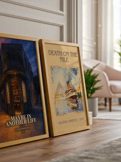 Maybe in Another Life watercolour print framed by window – literary home decor