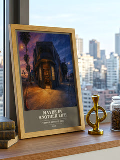 Maybe in Another Life book cover print framed by window – literary home decor