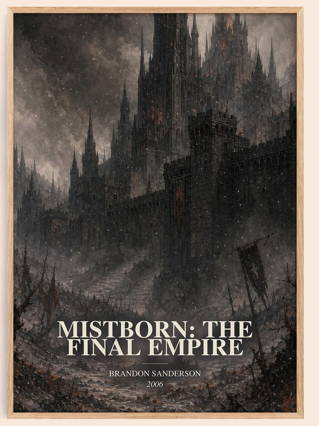 Mistborn: The Final Empire watercolour book poster by Brandon Sanderson – framed literary art print