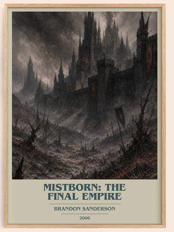 Mistborn: The Final Empire book cover book poster by Brandon Sanderson – framed literary art print