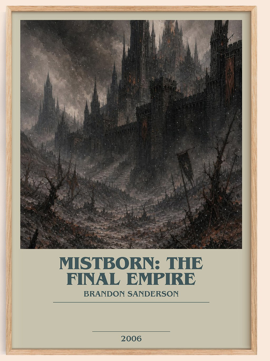 Mistborn: The Final Empire bookish book poster by Brandon Sanderson – framed literary art print