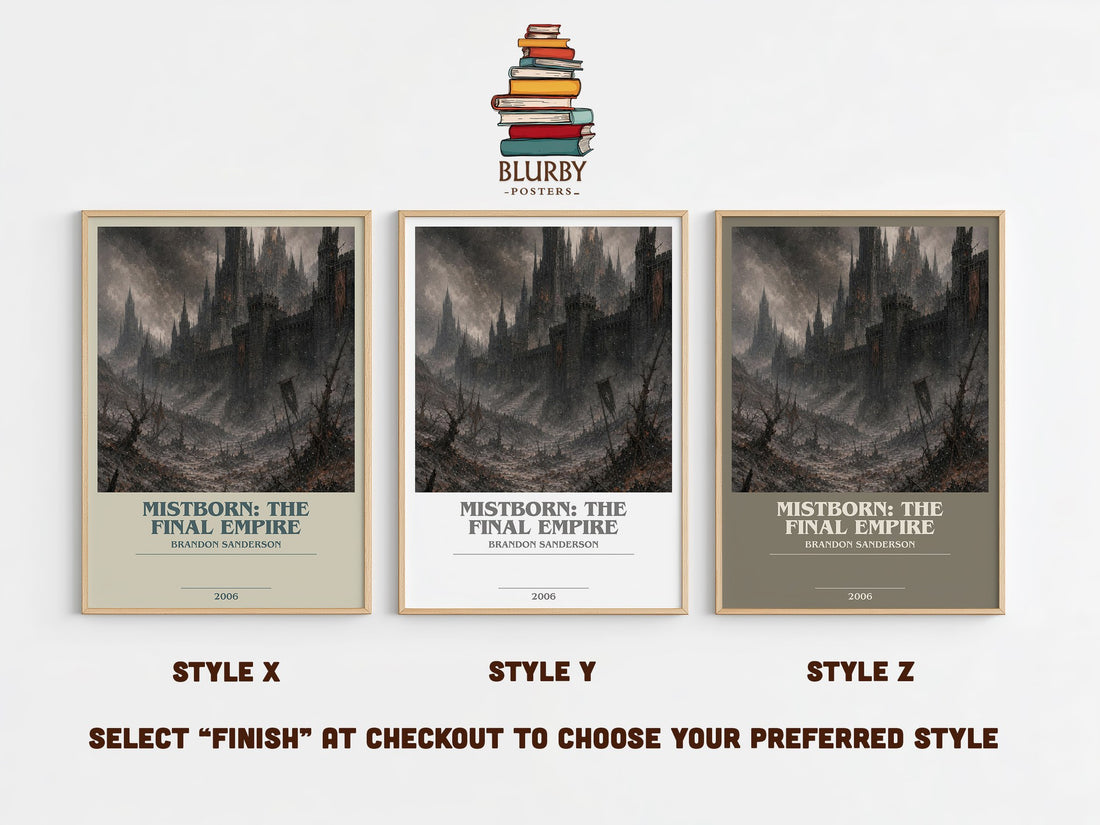 Mistborn: The Final Empire bookish print in frame leaning in hallway – fantasy wall art (mockup)