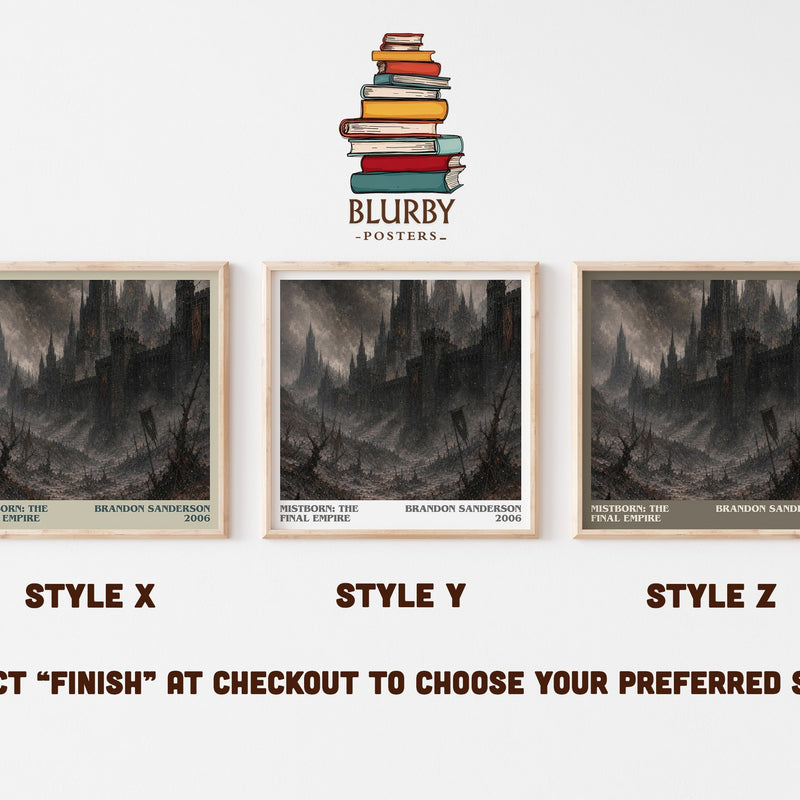 Mistborn: The Final Empire literary print in frame leaning in hallway – fantasy wall art