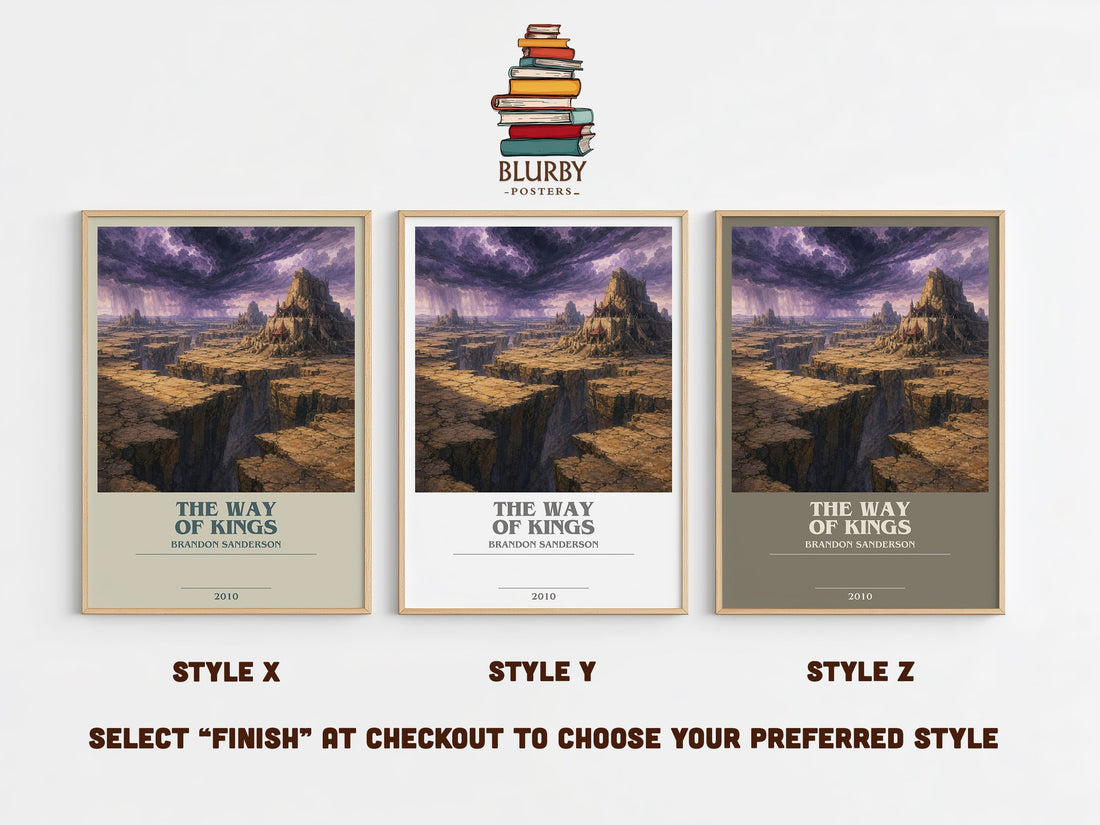 The Way of Kings bookish print in frame leaning in hallway – fantasy wall art (mockup)