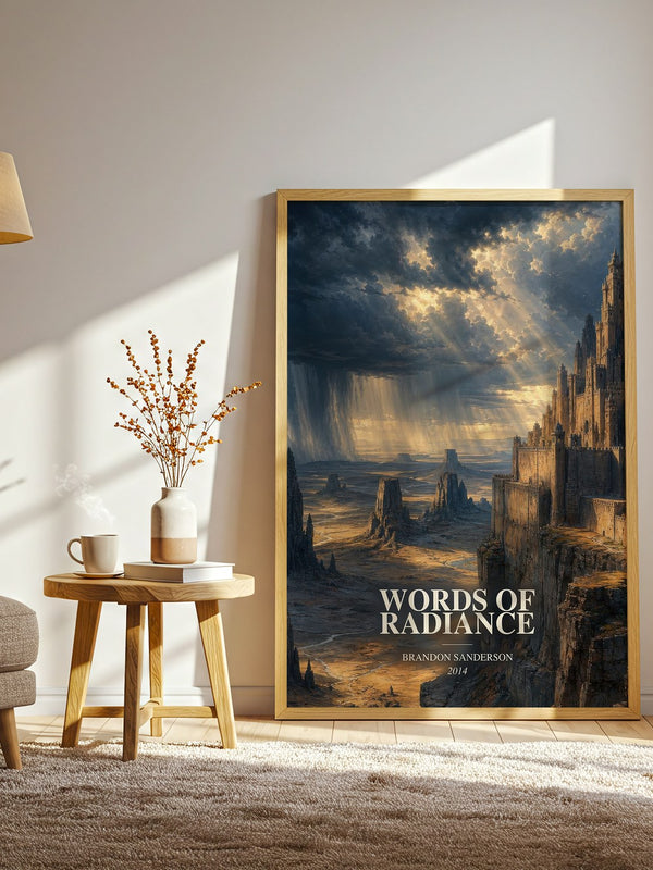 Words of Radiance watercolour print in frame leaning in hallway – fantasy wall art