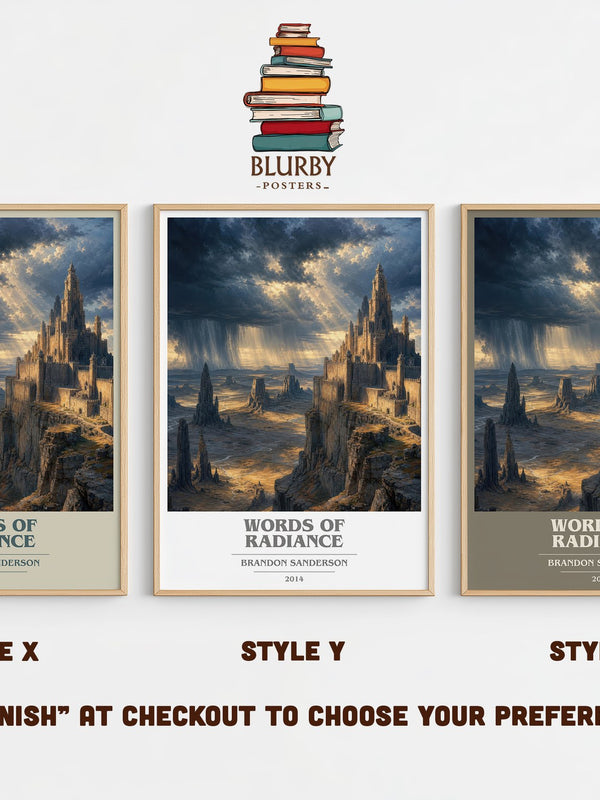 Words of Radiance book cover print in frame leaning in hallway – fantasy wall art