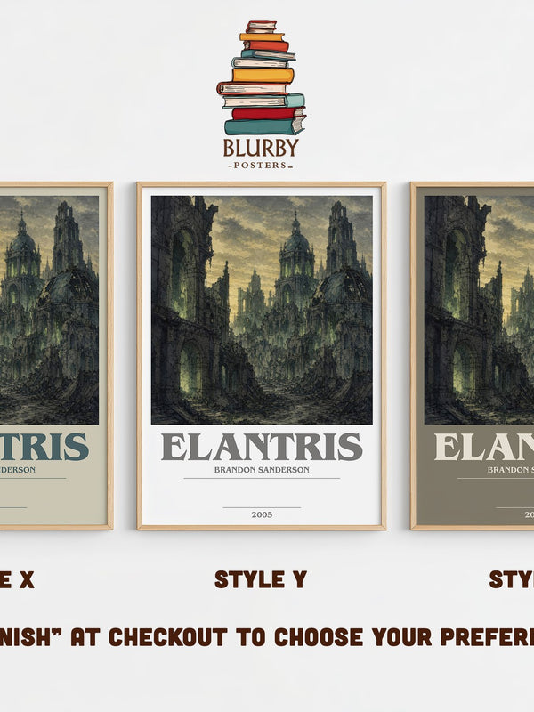 Elantris bookish print in frame leaning in hallway – fantasy wall art