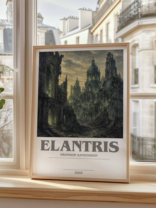 Elantris bookish poster colour and style options – Brandon Sanderson book art