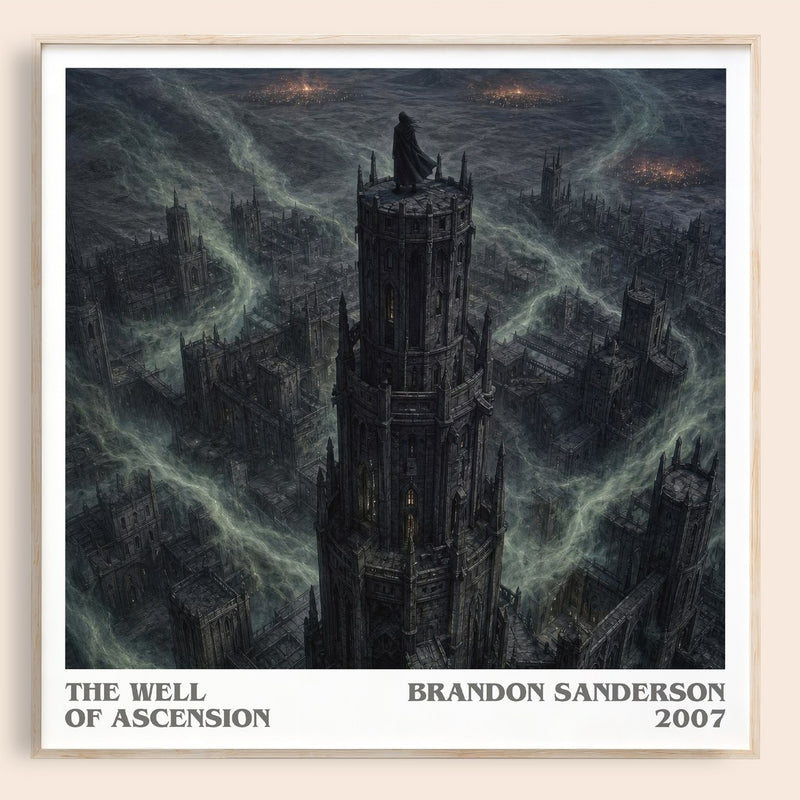 The Well of Ascension literary book poster by Brandon Sanderson – framed literary art print