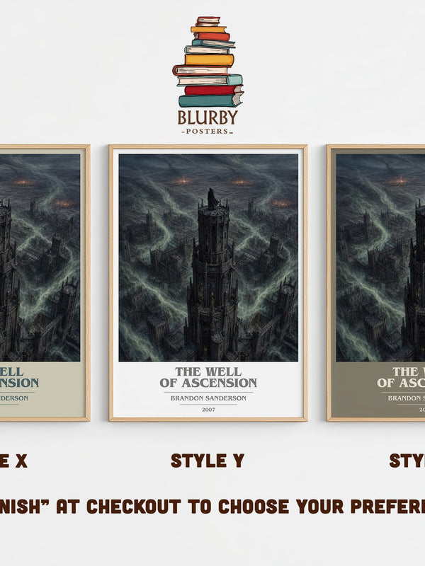 The Well of Ascension book cover print in frame leaning in hallway – fantasy wall art