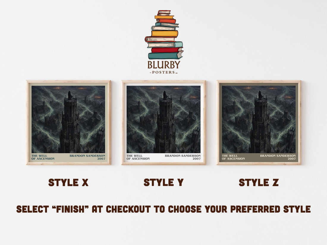 The Well of Ascension literary print in frame leaning in hallway – fantasy wall art (mockup)