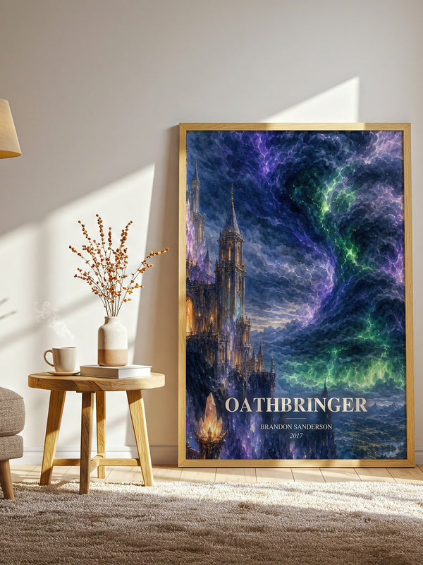 Oathbringer watercolour print in frame leaning in hallway – fantasy wall art