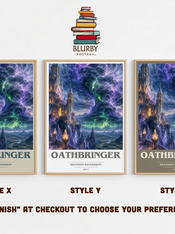 Oathbringer book cover print in frame leaning in hallway – fantasy wall art