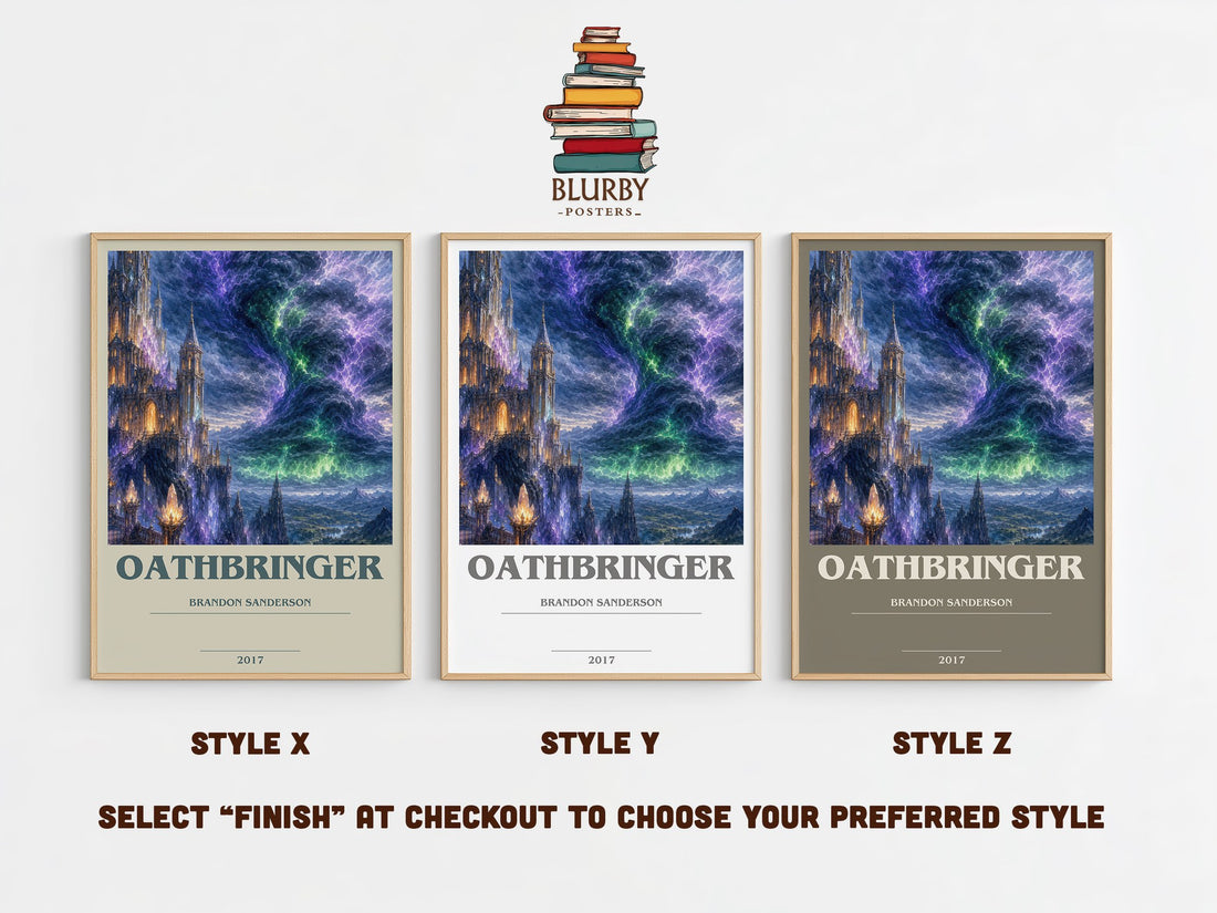 Oathbringer bookish print in frame leaning in hallway – fantasy wall art (mockup)