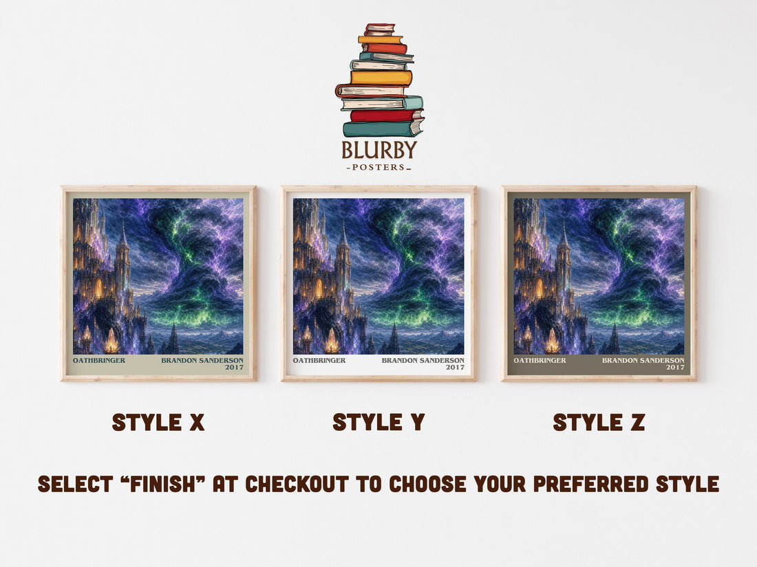 Oathbringer literary print in frame leaning in hallway – fantasy wall art (mockup)