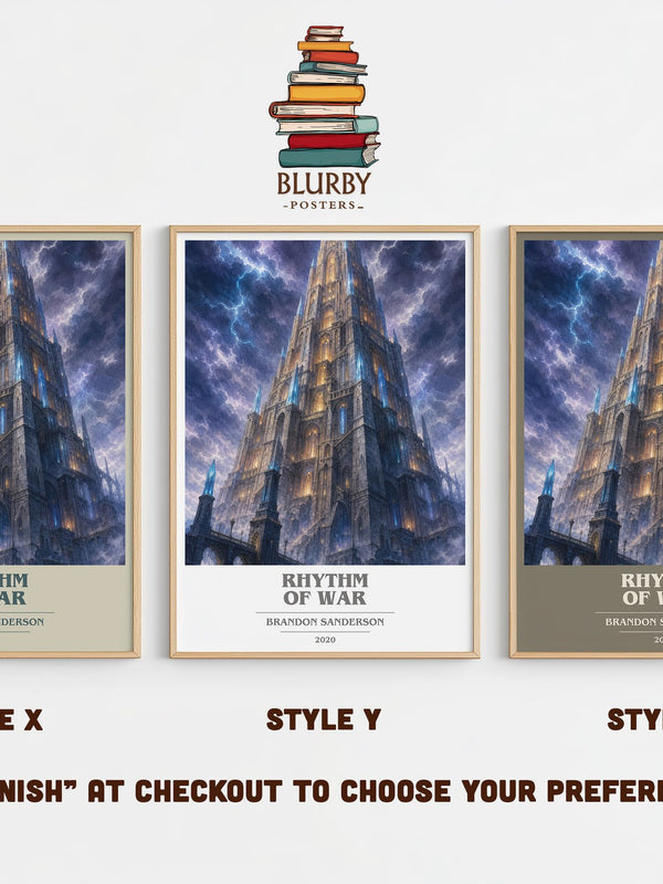 Rhythm of War book cover print in frame leaning in hallway – fantasy wall art