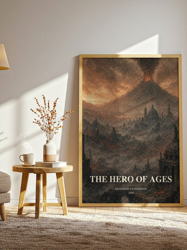 The Hero of Ages watercolour print in frame leaning in hallway – fantasy wall art