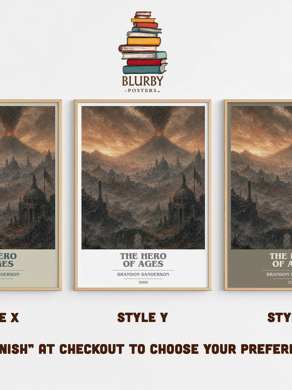 The Hero of Ages book cover print in frame leaning in hallway – fantasy wall art