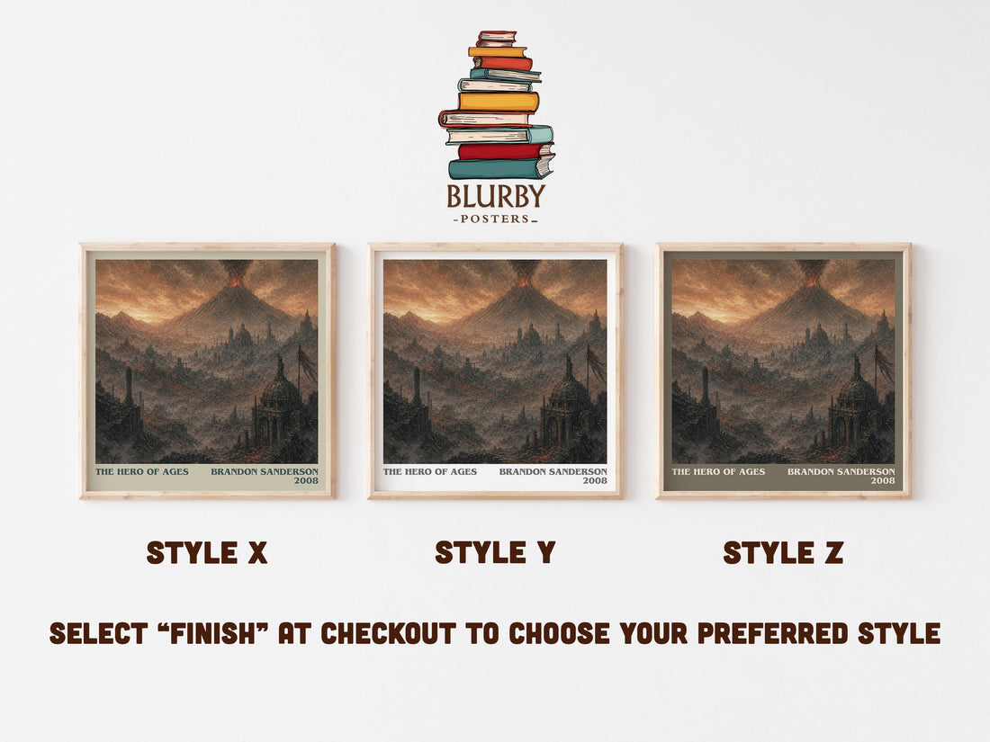The Hero of Ages literary print in frame leaning in hallway – fantasy wall art (mockup)