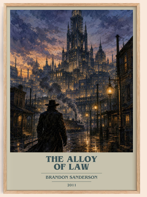 The Alloy of Law book cover book poster by Brandon Sanderson – framed literary art print