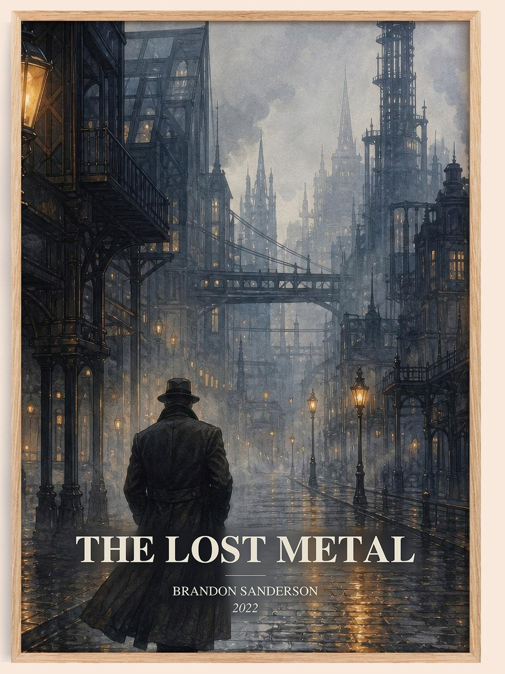 The Lost Metal watercolour book poster by Brandon Sanderson – framed literary art print