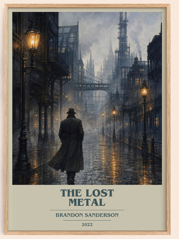 The Lost Metal book cover book poster by Brandon Sanderson – framed literary art print