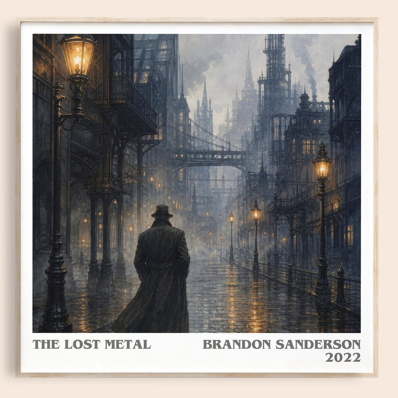 The Lost Metal literary book poster by Brandon Sanderson – framed literary art print