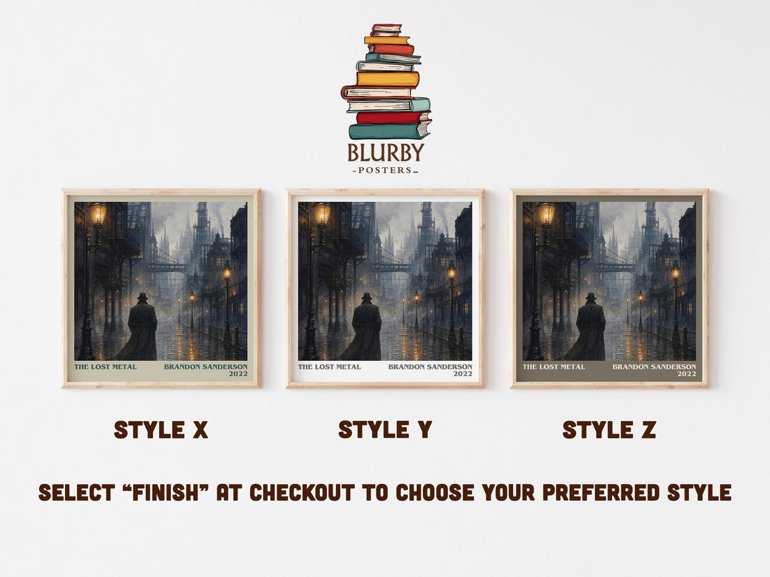 The Lost Metal literary print in frame leaning in hallway – fantasy wall art (mockup)