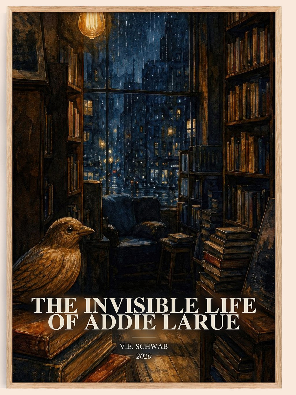The Invisible Life of Addie LaRue watercolour book poster by V.E. Schwab – framed literary art print