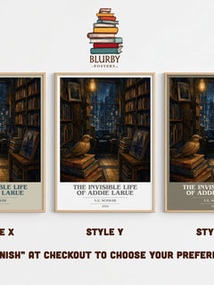 The Invisible Life of Addie LaRue book cover print in frame leaning in hallway – fantasy wall art